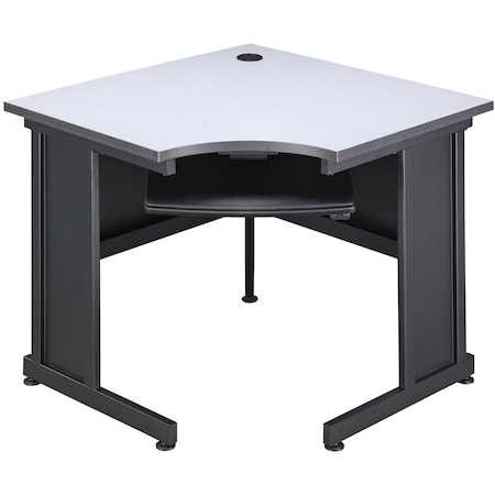 Interion By Global Industrial Corner Desk, 36 in D X 30 in H, 36 in W X Steel Frame, Laminate Top, Gray 240347GY